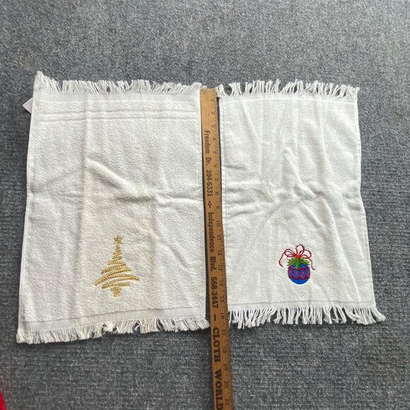 Christmas Set Of‎ 12 Assorted Holiday Hand Towels Festive Embroidery Appliqué - Picture 8 of 13